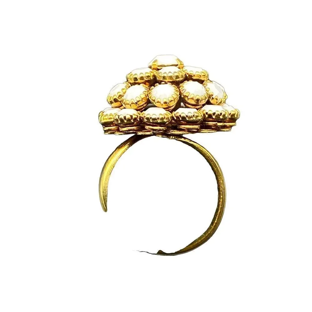 White enamel and gold vintage ring bracelet and berry grapes brooch